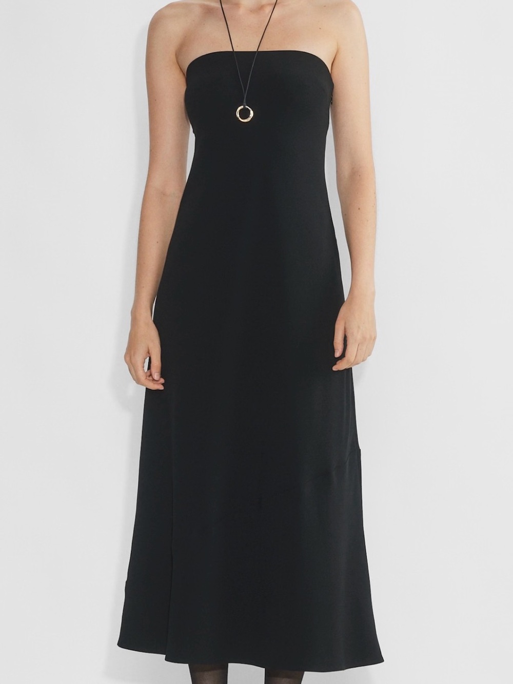 Aritzia Resolution strapless midi cocktail dress black
